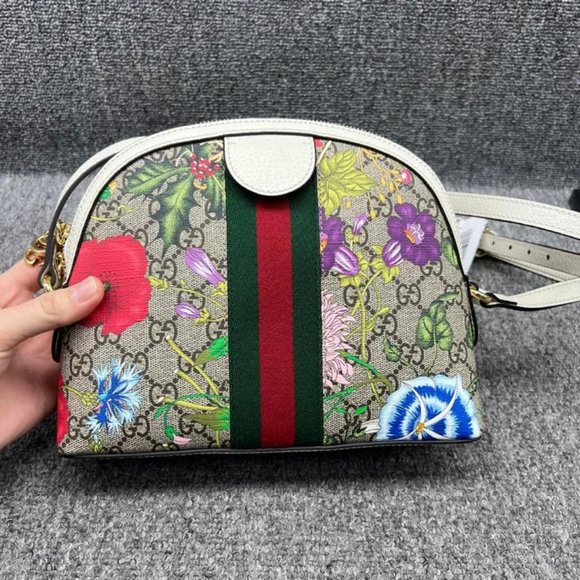 Gucci Gg Ophidia Blooms Grey & Multicolor Canvas Shoulder Bag - Picture 3 of 3